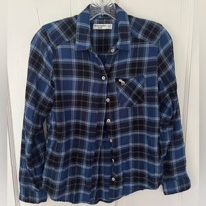 Abercrombie & Fitch Navy and Black Plaid Shirt